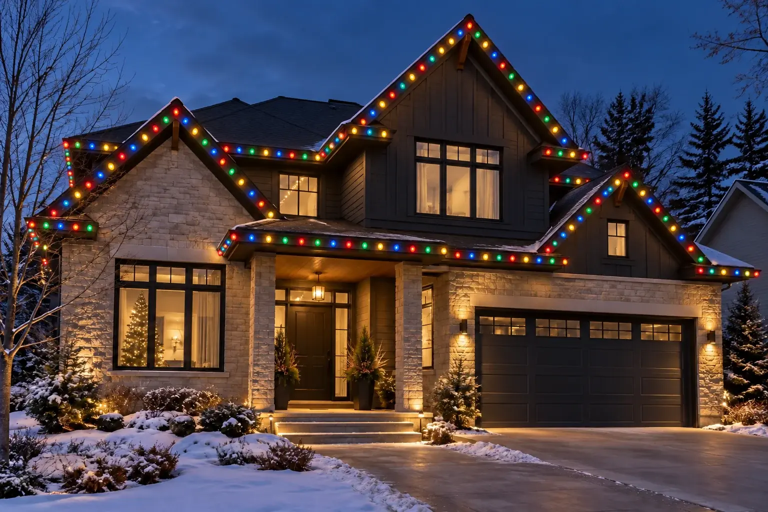Modern home with a refined multicolour holiday roofline